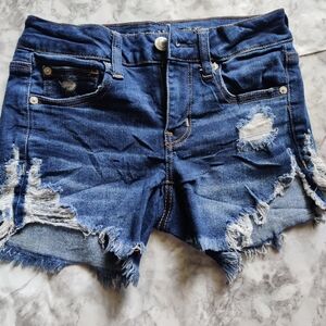 Distressed Blue Denim Shorts